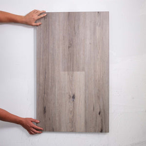 Side view of Ash Cliff SPC Hybrid Floorboards 5+1.5mm in Ash Cliff colour neutral tone hybrid flooring sample