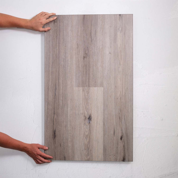 Side view of Ash Cliff SPC Hybrid Floorboards 5+1.5mm in Ash Cliff colour neutral tone hybrid flooring sample