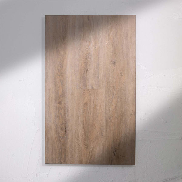 Angled view of Beige Sand SPC Hybrid Floorboards 5+1.5mm in Beige Sand colour warm tone hybrid flooring sample