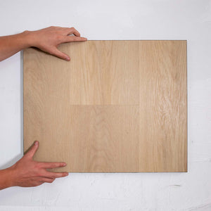 Front view of French Oak SPC Hybrid Floorboards 7.5+2mm in French Oak colour warm tone hybrid flooring sample