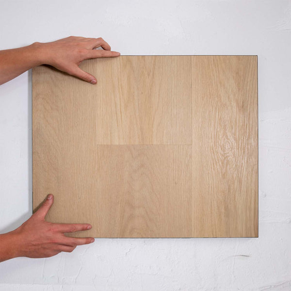 Front view of French Oak SPC Hybrid Floorboards 7.5+2mm in French Oak colour warm tone hybrid flooring sample