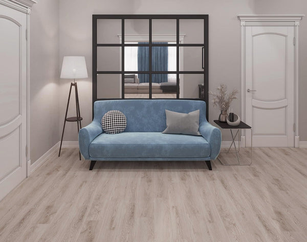 Full view of Harbour Grey SPC Hybrid Floorboards 5+1.5mm in Harbour Grey colour neutral tone hybrid flooring sample