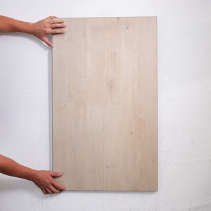 Close-up of Ivory Beige SPC Hybrid Floorboards 5+1.5mm in Ivory Beige colour warm tone hybrid flooring sample