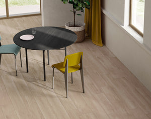 Side view of Ivory Beige SPC Hybrid Floorboards 5+1.5mm in Ivory Beige colour warm tone hybrid flooring sample