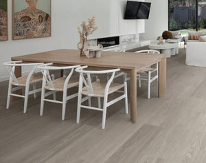 Angled view of Koala Grey SPC Hybrid Floorboards 5+1.5mm in Koala Grey colour neutral tone hybrid flooring sample