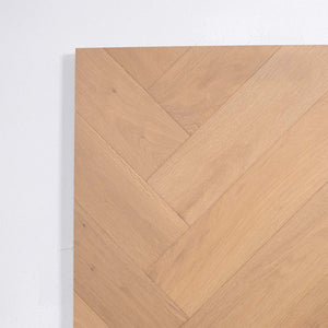 Detailed view of Light Malt Engineered Timber Herringbone 15.3mm in Light Malt colour light tone herringbone flooring sample