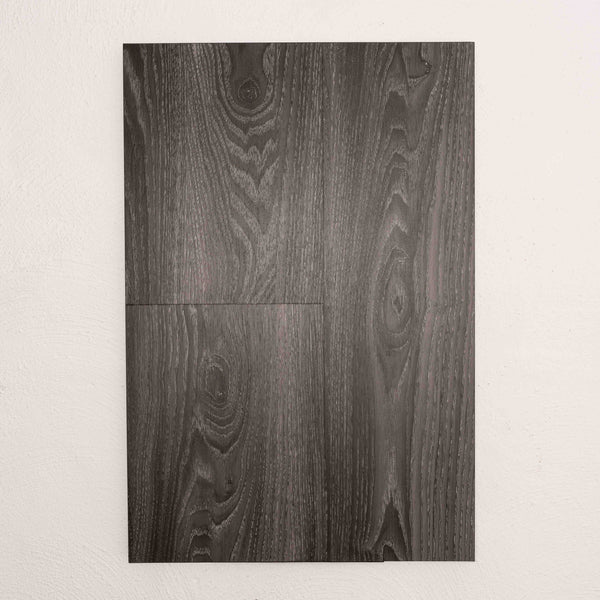 Flat lay of Midnight Oak Vision Vinyl 5mm in Midnight Oak colour dark shade vinyl flooring plank sample