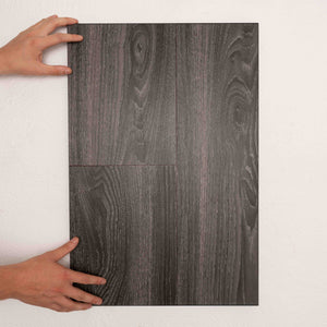 Front view of Midnight Oak Sterling Vinyl Plank 1220x229x3mm in Midnight Oak colour dark shade vinyl flooring plank sample