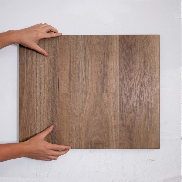 Flat lay of Natural Spotted Gum SPC Hybrid Floorboards 7.5+2mm in Natural Spotted colour warm tone hybrid flooring sample