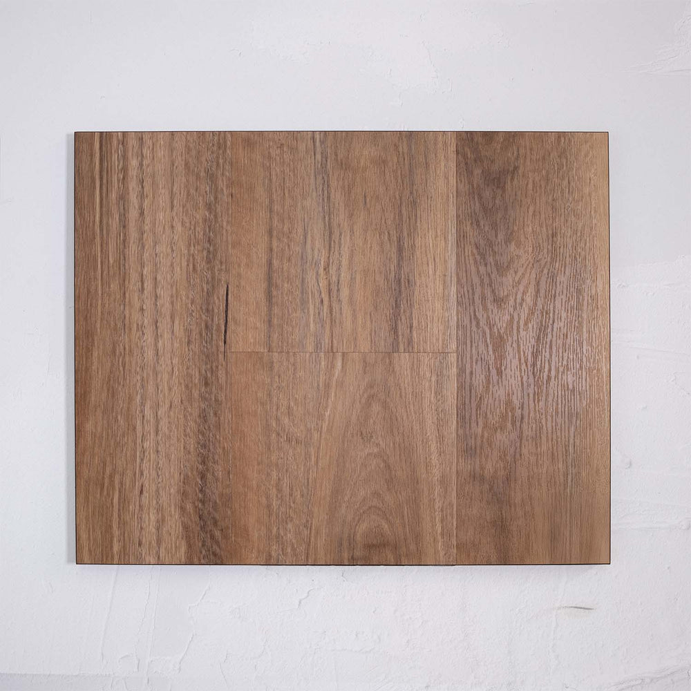 Top-down view of Natural Spotted Gum SPC Hybrid Floorboards 7.5+2mm in Natural Spotted colour warm tone hybrid flooring sample
