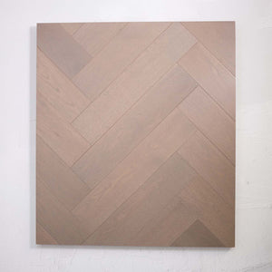 Side view of Pale Oak Engineered Timber Herringbone 15.3mm in Pale Oak colour warm tone herringbone flooring sample