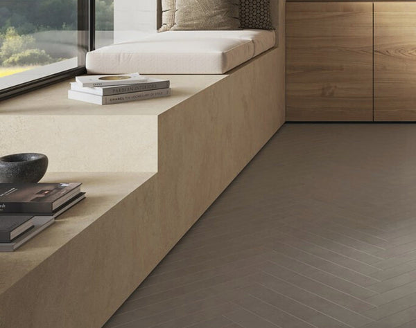 Angled view of Pale Oak Engineered Timber Herringbone 15.3mm in Pale Oak colour warm tone herringbone flooring sample