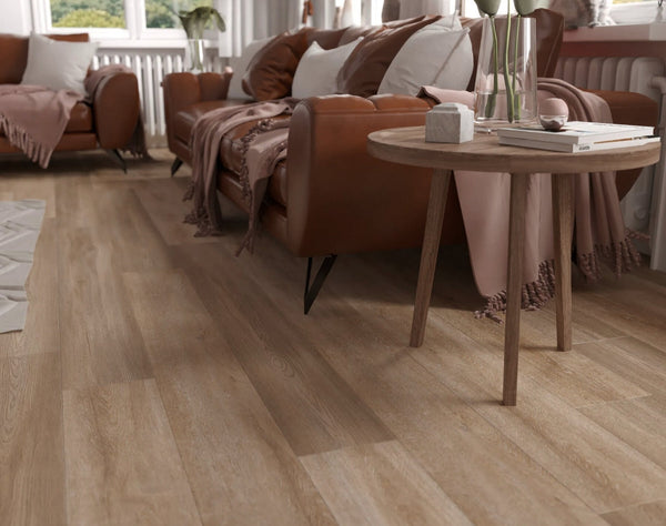 Profile view of QLD Spotted Gum Hybrid Flooring 6.5mm in QLD Spotted colour warm tone hybrid flooring sample