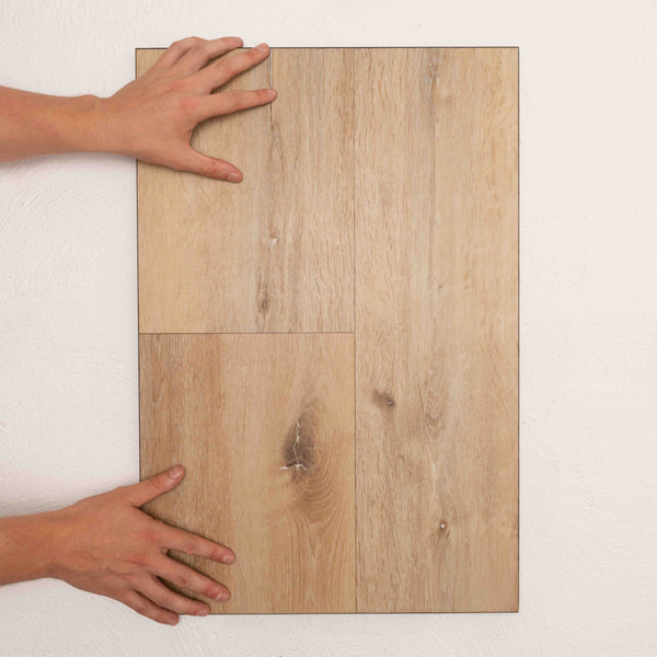 Top-down view of Smoulder Oak Sterling Vinyl Plank 1220x229x3mm in Smoulder Oak colour warm tone vinyl flooring plank sample