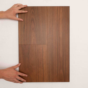 Angled view of Spotted Gum Sterling Vinyl Plank 1220x229x3mm in Spotted Gum colour warm tone vinyl flooring plank sample