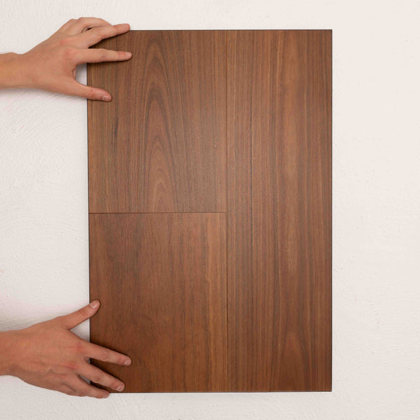 Angled view of Spotted Gum Sterling Vinyl Plank 1220x229x3mm in Spotted Gum colour warm tone vinyl flooring plank sample