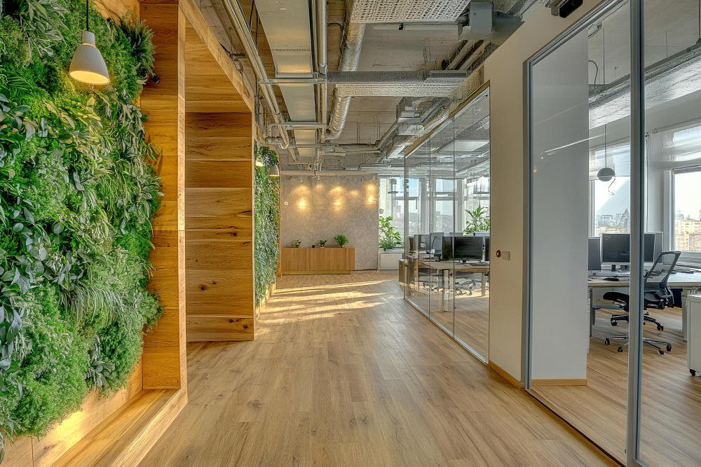 Wood flooring laid in office space