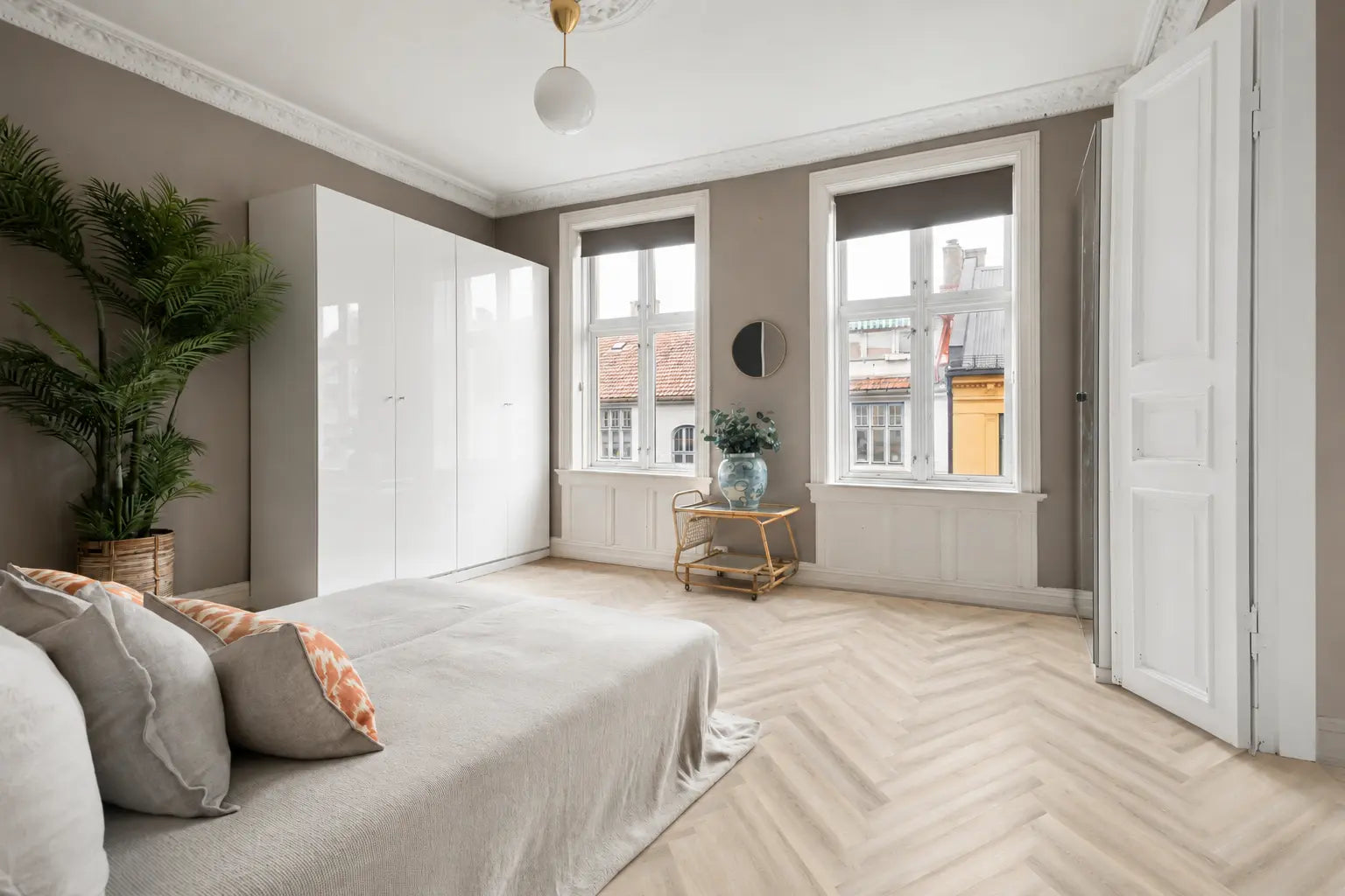 Hamptons Haze herringbone luxury vinyl plank flooring room scene