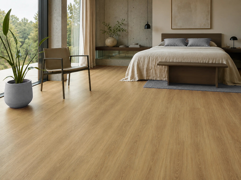 Natural Oak luxury vinyl plank flooring room scene