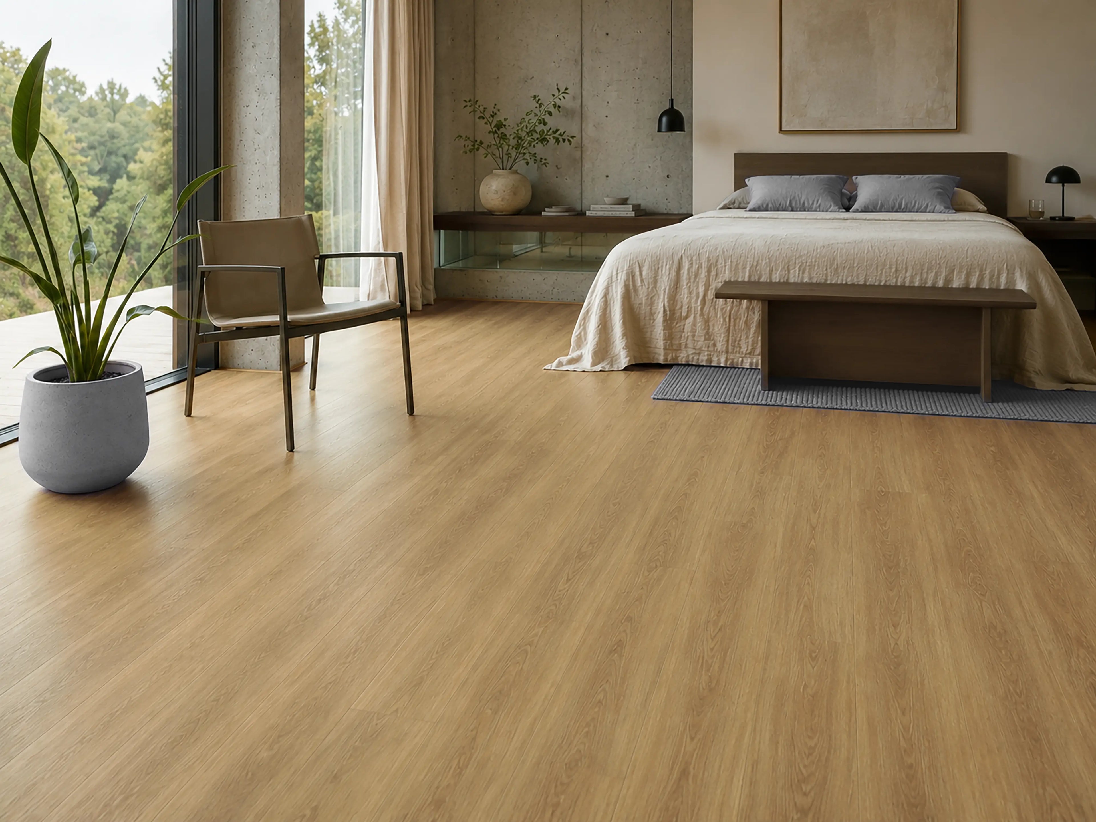 Natural Oak luxury vinyl plank flooring room scene