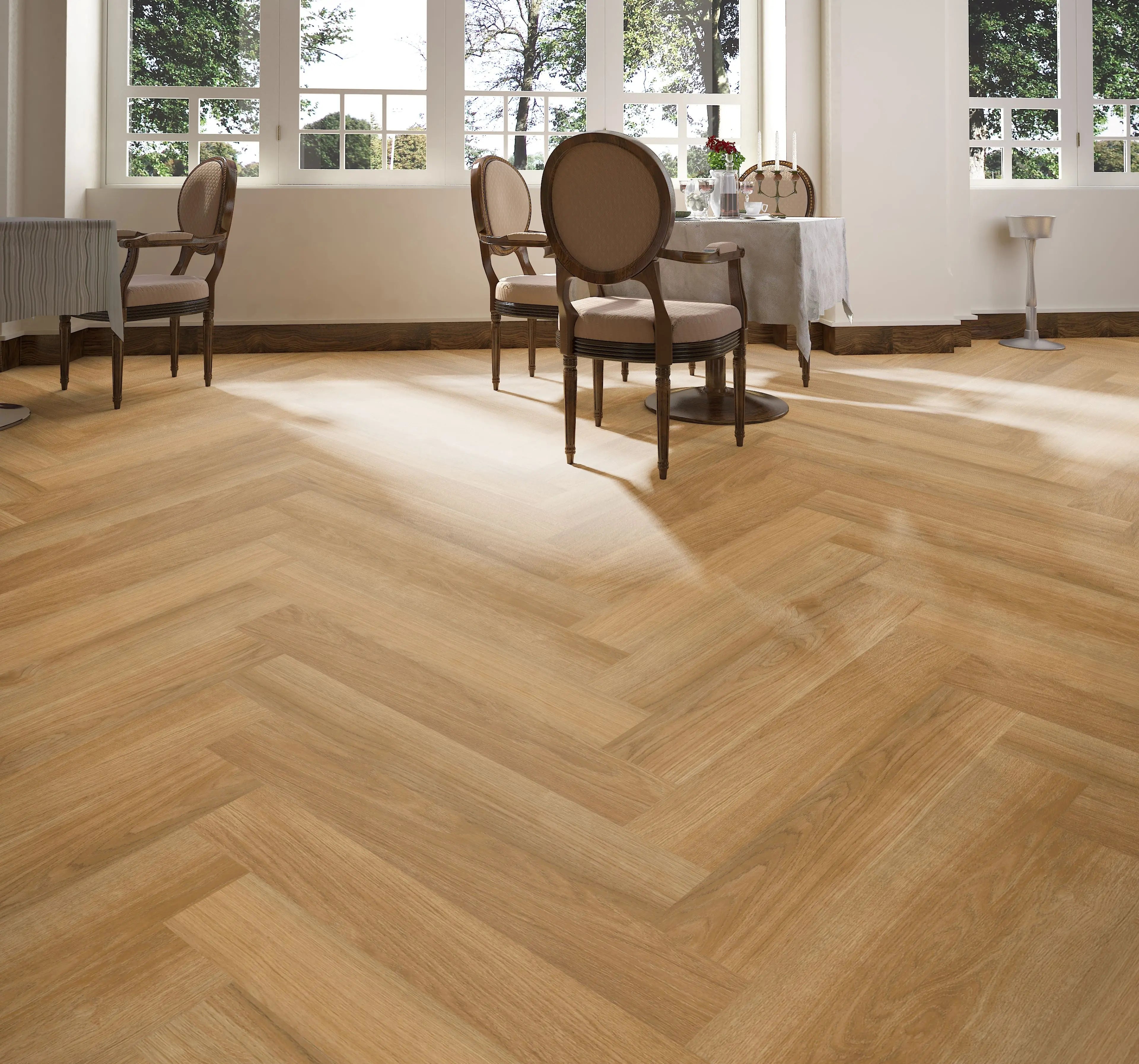 Sierra Oak herringbone luxury vinyl plank flooring room scene