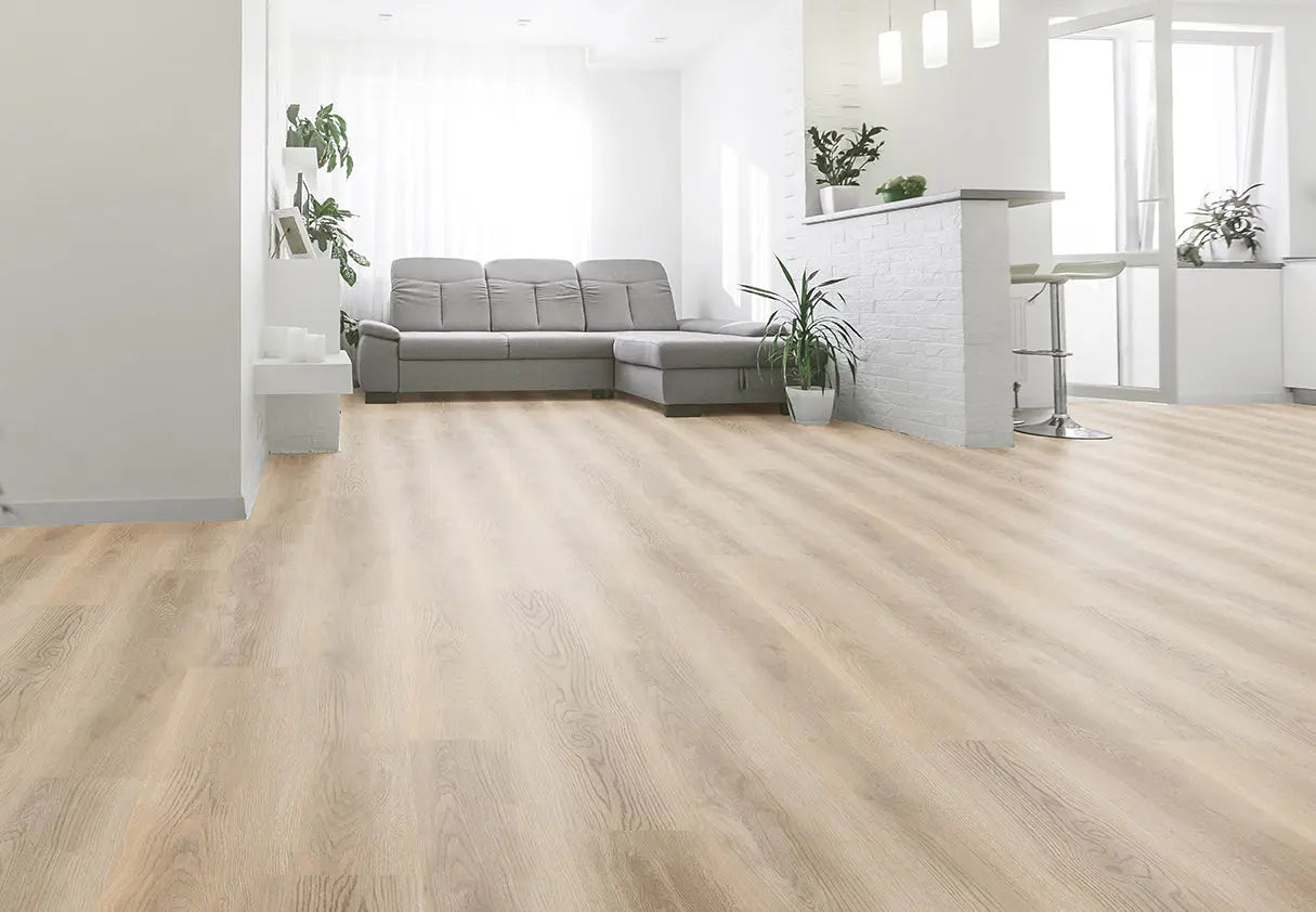 White Washed Oak luxury vinyl plank flooring room scene
