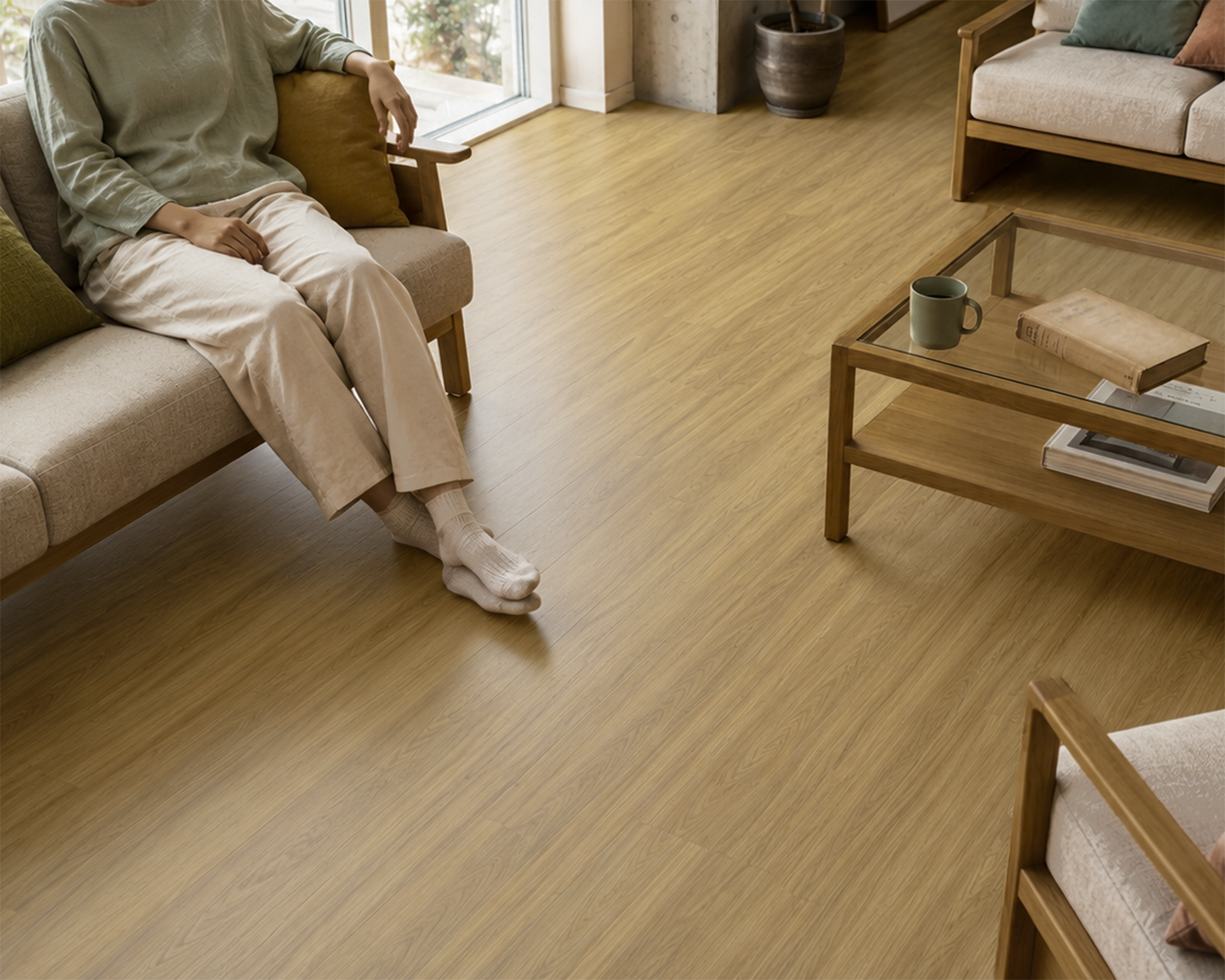 Coastal Blackbutt luxury vinyl plank flooring room scene