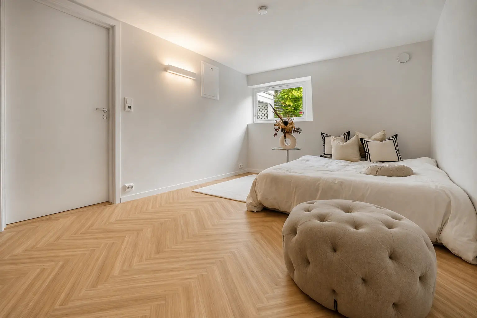 Sandlight herringbone luxury vinyl plank flooring room scene