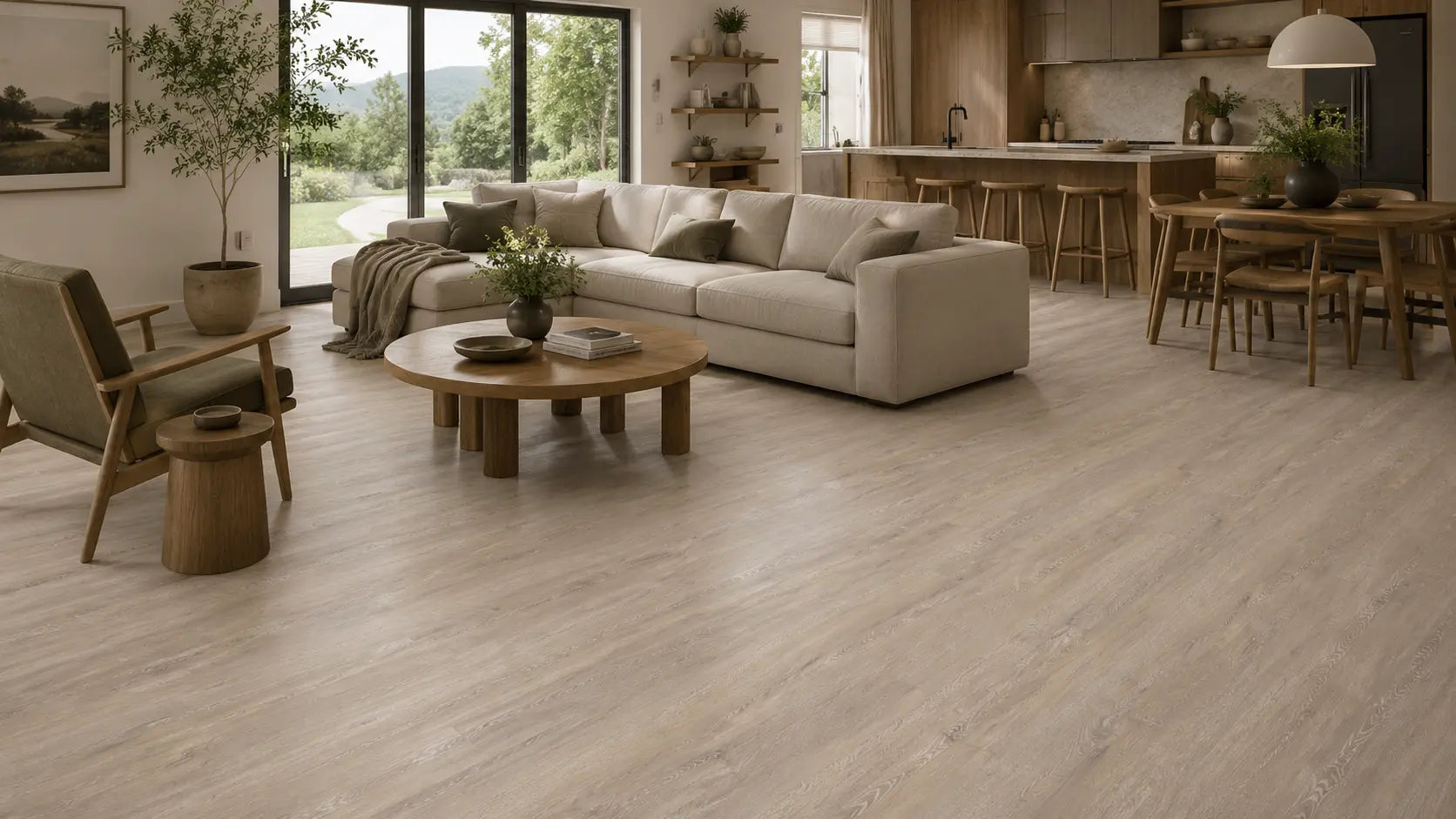 Misty Morning luxury vinyl plank flooring room scene