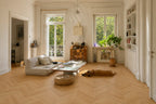 Driftwood herringbone luxury vinyl plank flooring room scene
