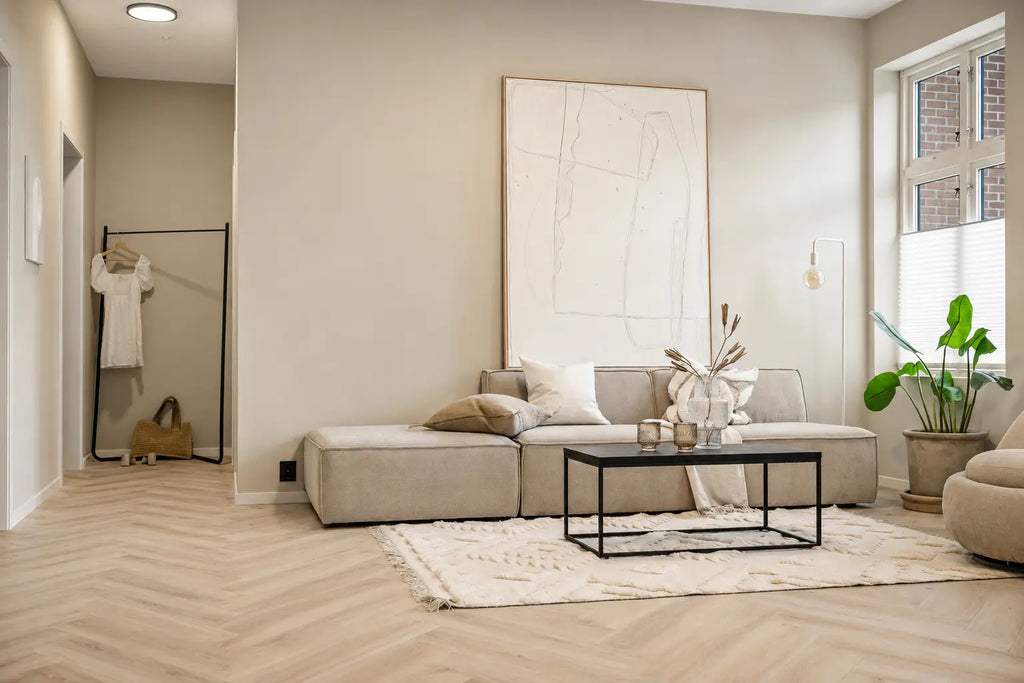 Hamptons Haze herringbone luxury vinyl plank flooring room scene