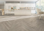 Mistwood herringbone luxury vinyl plank flooring room scene