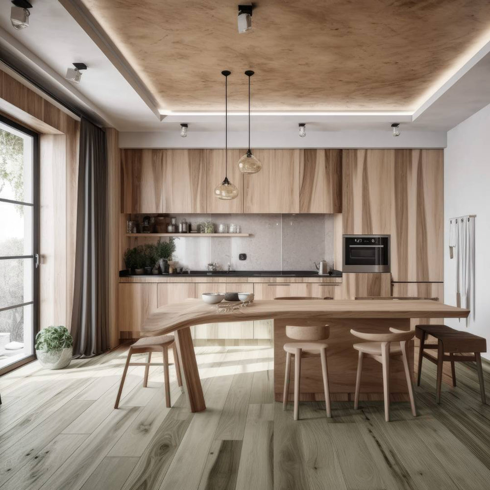 Profile view of Ash Grey Urban Laminate Floors 12mm in Ash Grey colour neutral tone flooring sample