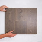 Top-down view of Apolo Grey Engineered Timber Plank 15.3mm in Apolo Grey colour neutral tone timber flooring sample