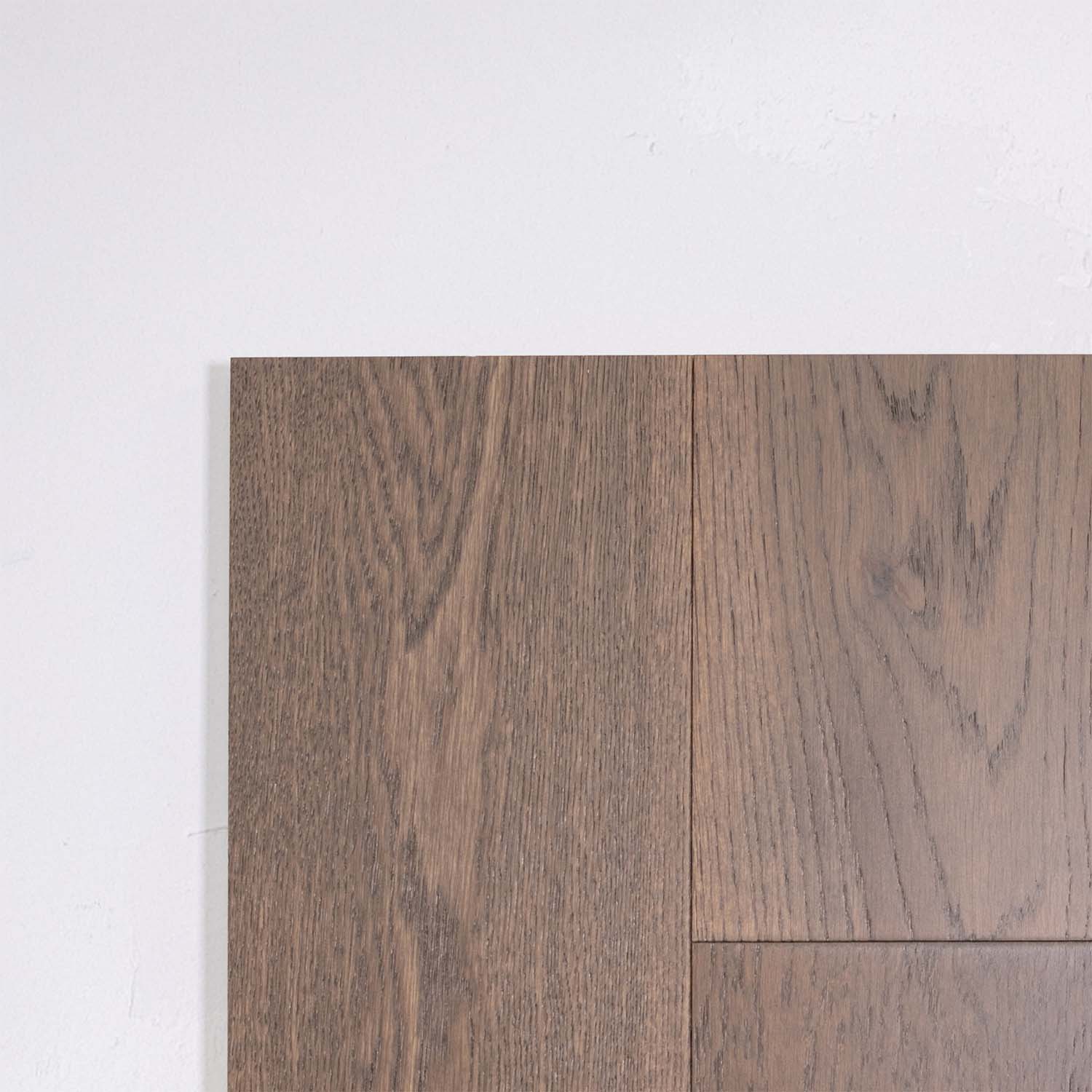 Side view of Apolo Grey Engineered Timber Plank 15.3mm in Apolo Grey colour neutral tone timber flooring sample