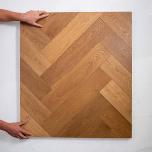 Natural Limed Engineered Hybrid Floorboards iDesign Herringbone 15.3mm