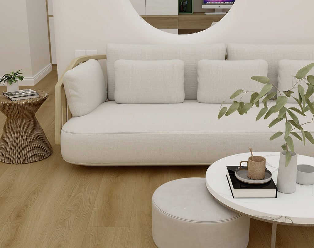 Close-up of Blackbutt Urban Laminate Floors 12mm in Blackbutt Urban colour dark shade flooring sample