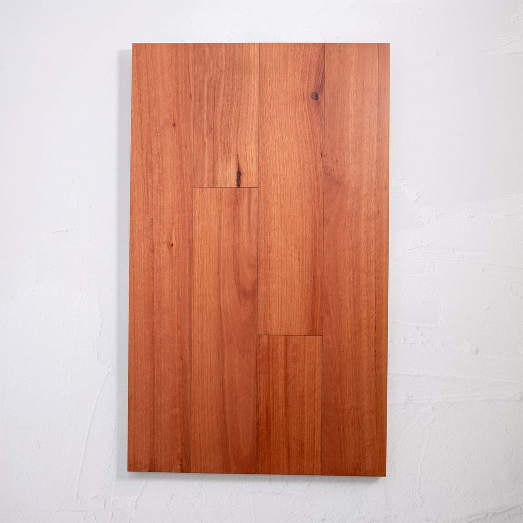 Detailed view of Blue Gum Australian Hardwood 14.3mm in Blue Gum colour warm tone timber flooring sample