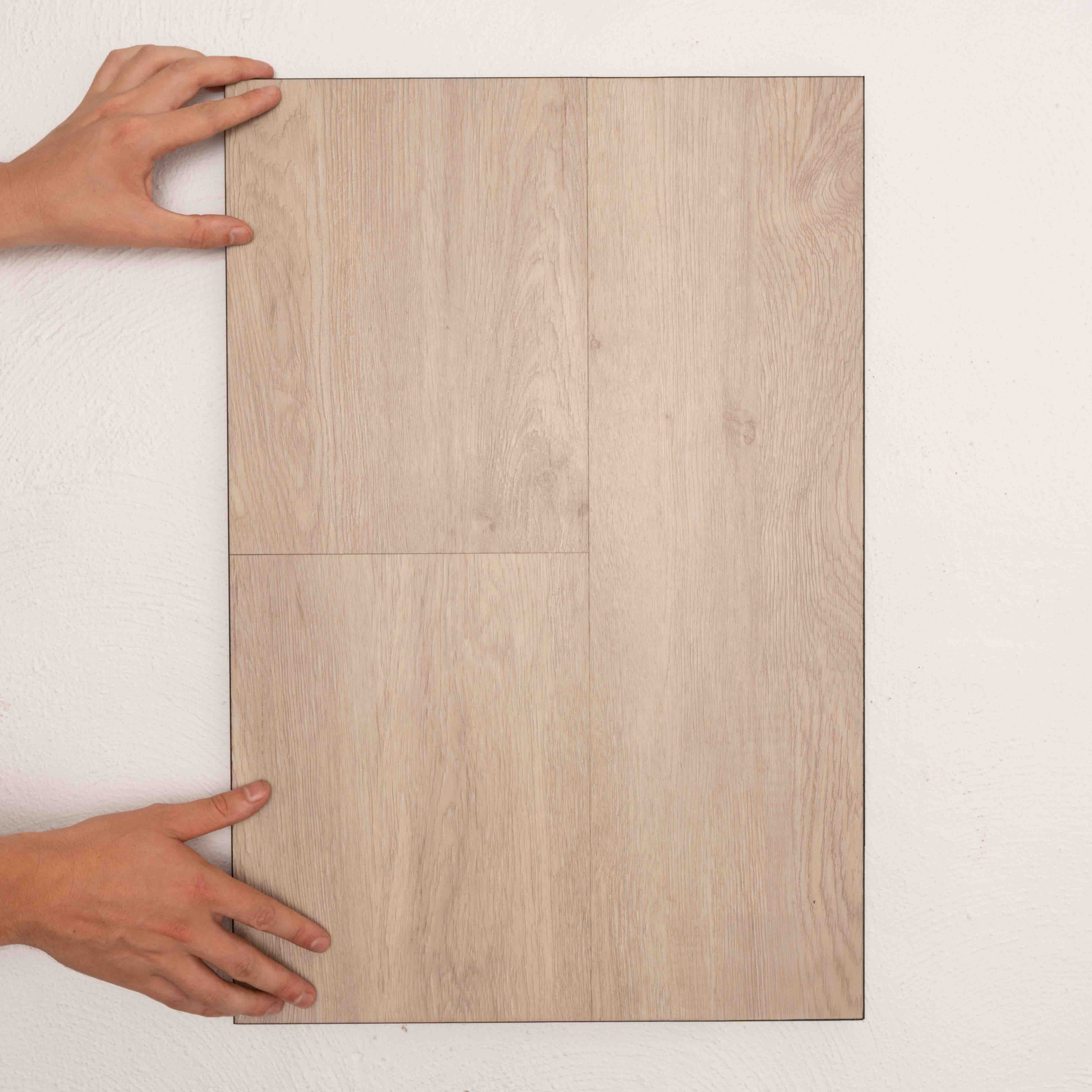 Perspective view of Brushed Oak Allure Vinyl Plank 1423x229x4.5mm in Brushed Oak colour warm tone vinyl flooring plank sample