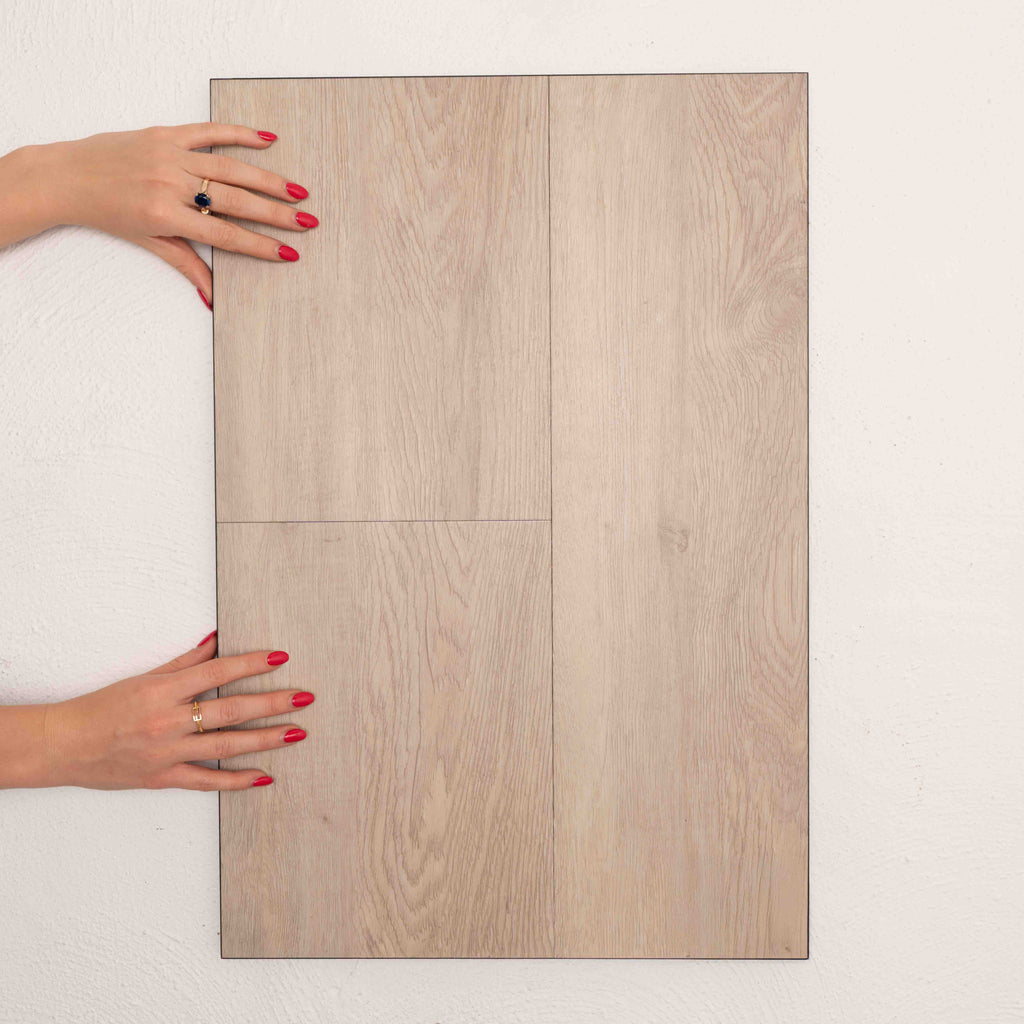 Full view of Brushed Oak Sterling Vinyl Plank 1220x229x3mm in Brushed Oak colour warm tone vinyl flooring plank sample