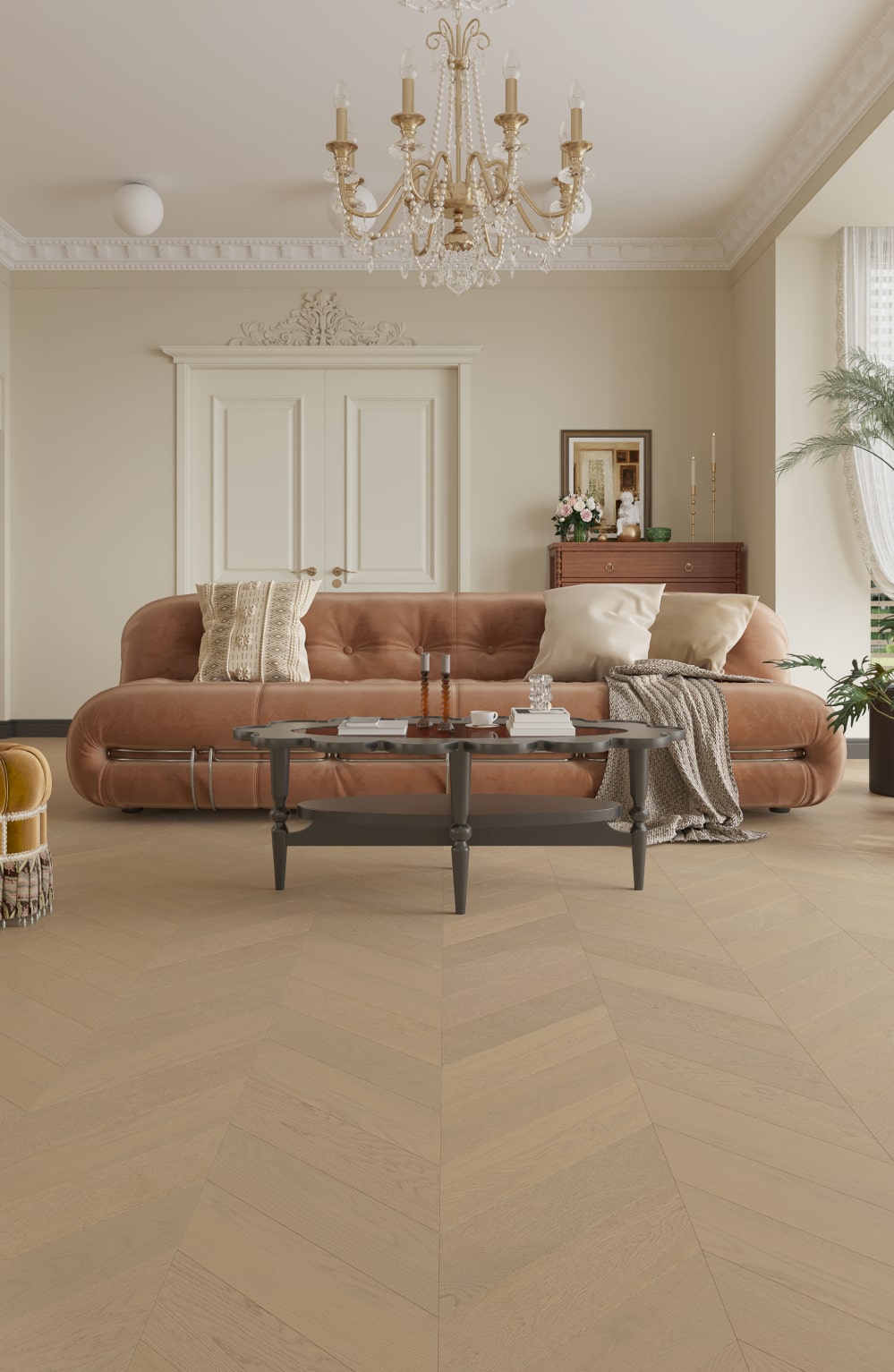 Beige Ash Engineered Hybrid Floorboards iDesign Chevron 15.3mm