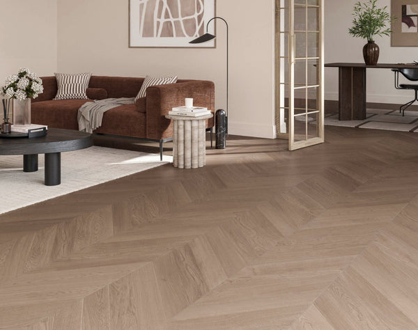 Casper White Engineered Hybrid Floorboards iDesign Chevron 15.3mm