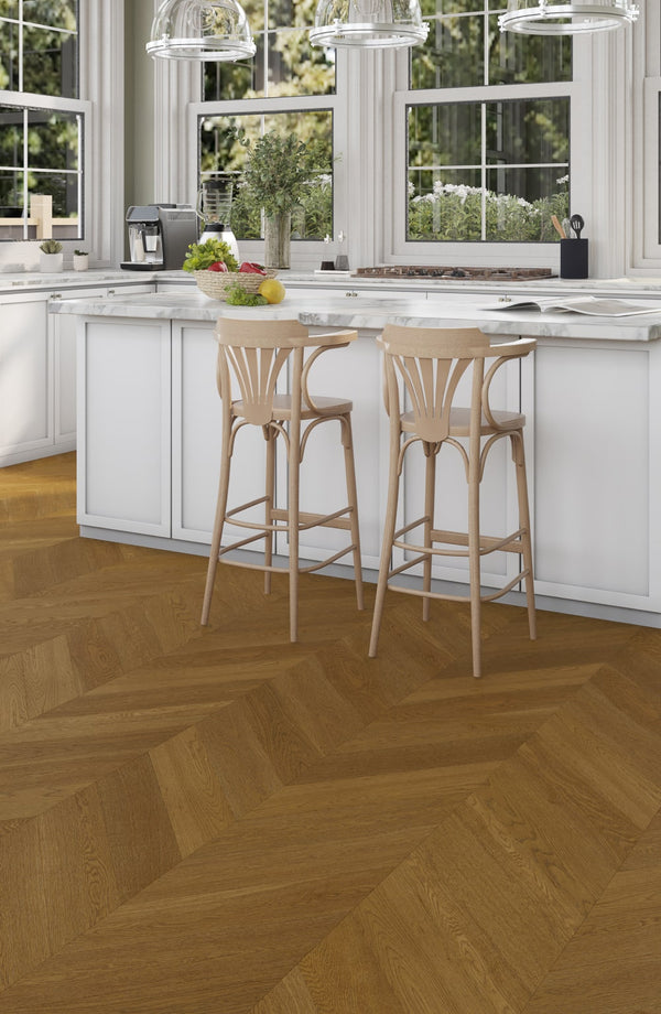 Coral Sand Engineered Hybrid Floorboards iDesign Chevron 15.3mm