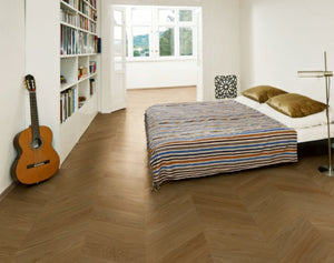 Coral Sand Engineered Hybrid Floorboards iDesign Chevron 15.3mm