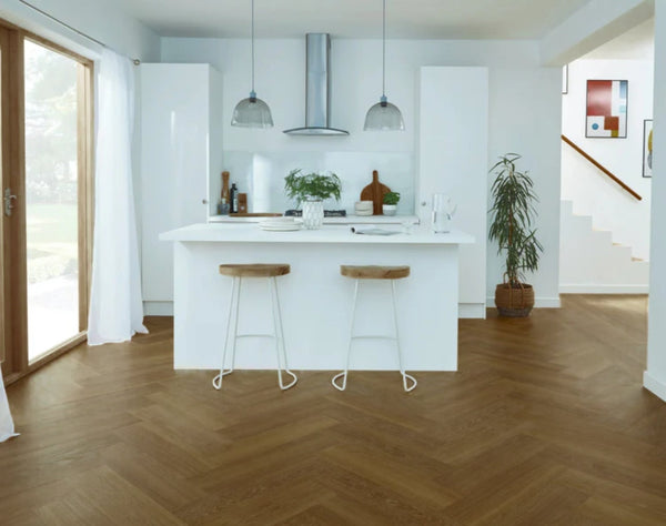 Coral Sand Engineered Hybrid Floorboards iDesign Chevron 15.3mm