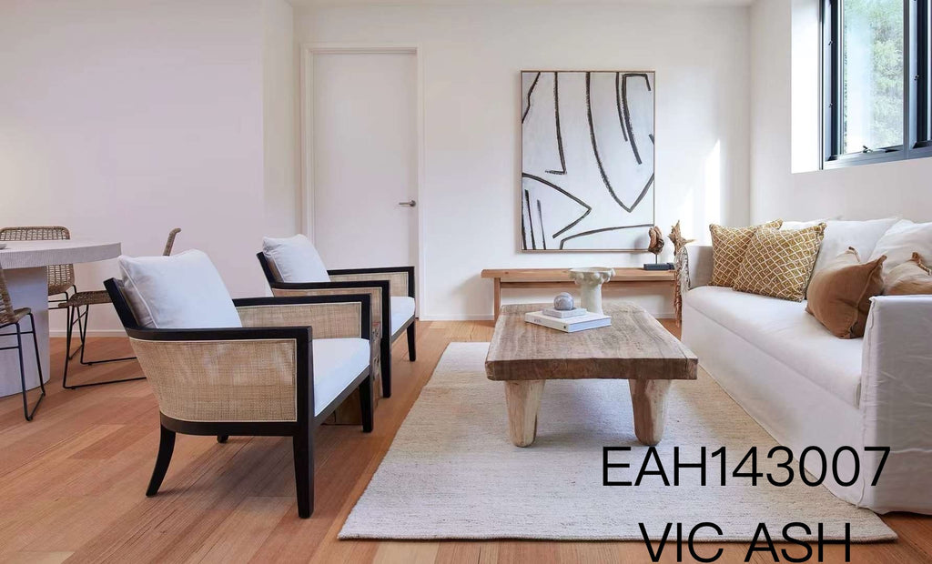 Full view of Victoria Ash Australian Hardwood 14.3mm in Victoria Ash colour neutral tone timber flooring sample