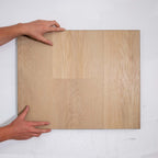 Front view of French Oak SPC Hybrid Floorboards 7.5+2mm in French Oak colour warm tone hybrid flooring sample