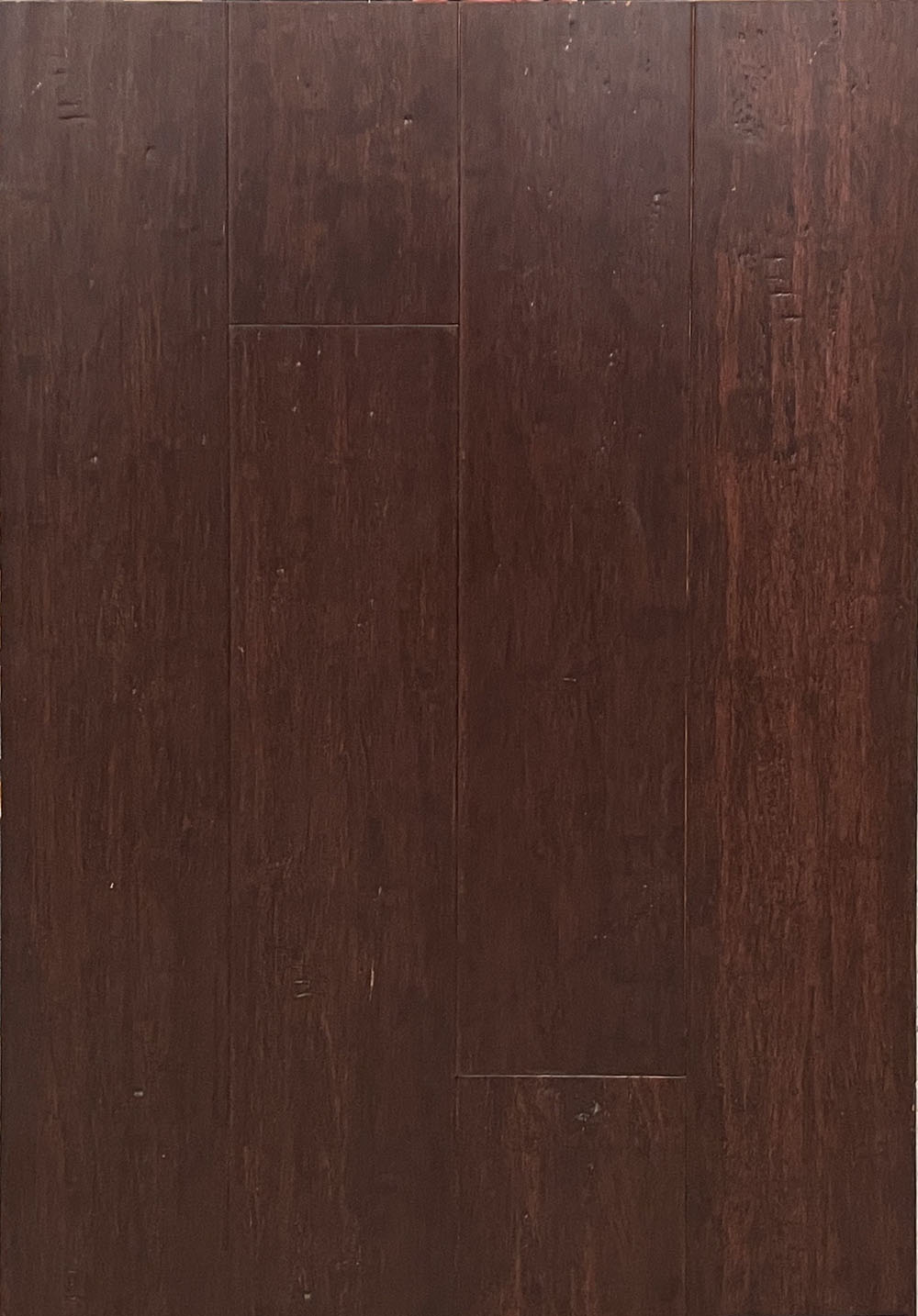 Top-down view of Pinot Noir Solid Bamboo 1820x118x12mm in Pinot Noir colour medium tone flooring sample