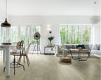 Perspective view of Ivory White Urban Laminate Floors 12mm in Ivory White colour light tone flooring sample
