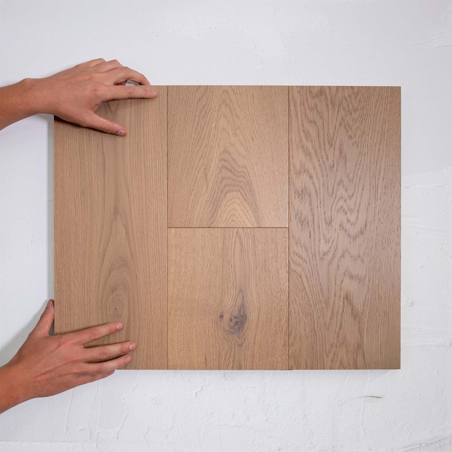 Perspective view of Light Neutral Engineered Timber Plank 15.3mm in Light Neutral colour light tone timber flooring sample